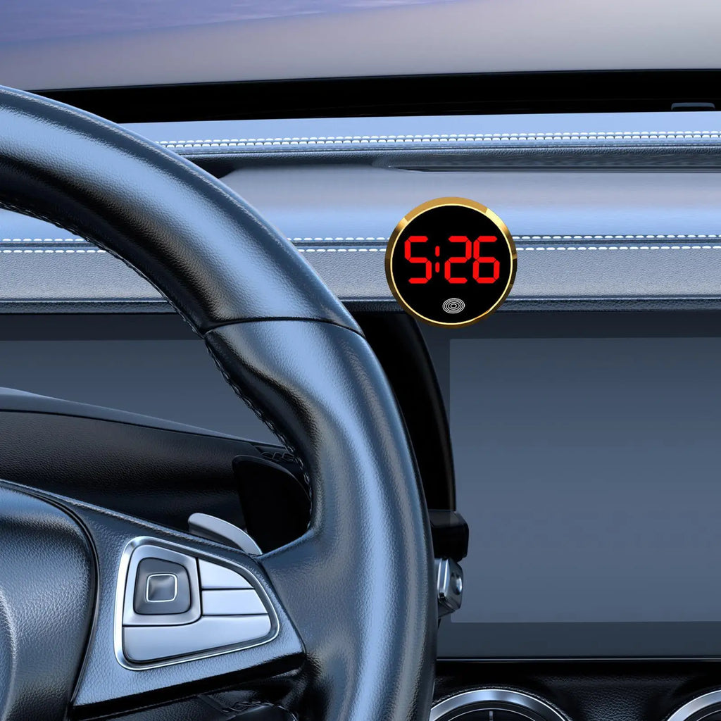 Mini Round LED Digital Car Dashboard Clock – Solar Powered Car Dashboard Clock Axl