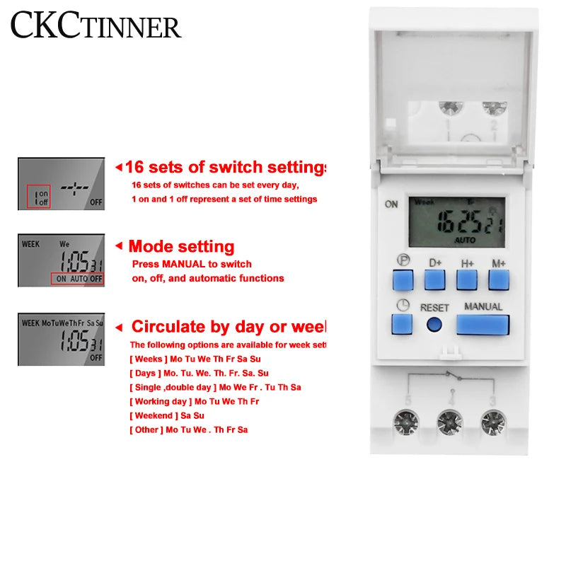 AHC15A LCD Programmable Timer Relay Switch 12V–220V | 16A Timer Relay Switch Axl