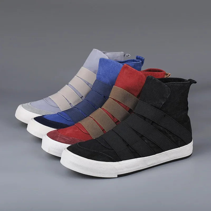 YBQJOO Korean High Cut Canvas Strap Casual Shoes | Unisex Canvas Casual Shoes Axl
