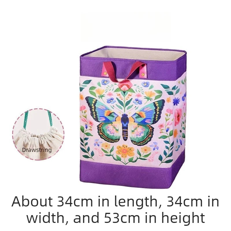 Foldable Cotton Linen Storage Basket – Large Laundry Organizer Storage Basket Axl Butterfly