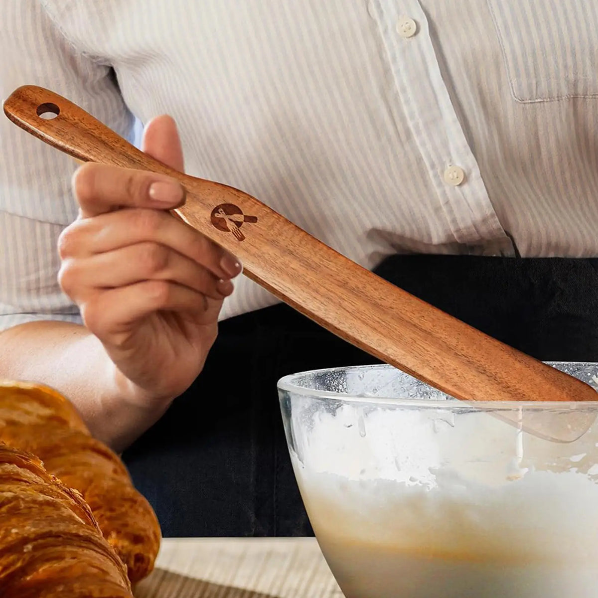 Wooden Sourdough Spatula Scraper & Bread Whisk Baking Tool Wooden Baking Tool Axl