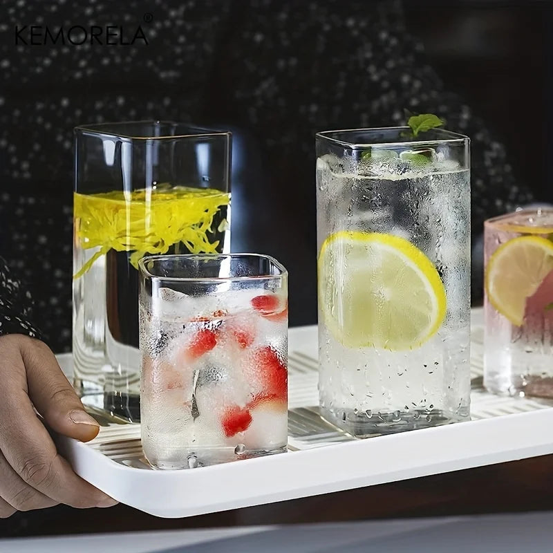 KEMORELA 4pc Highball Glasses 15oz/19oz – Clear Tall Drink Set Highball Glass Set Axl
