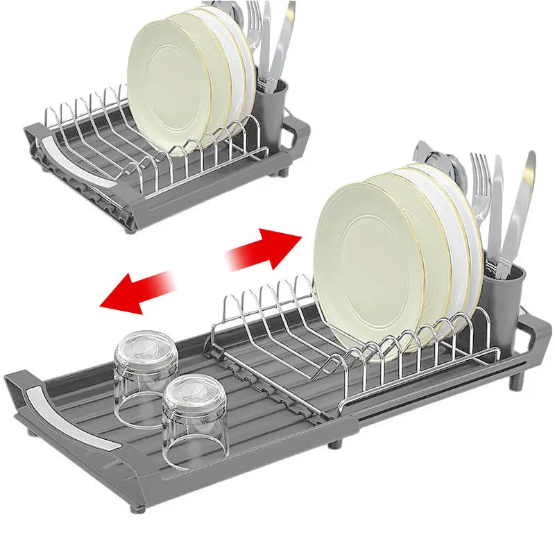 Expandable Dish Drying Rack with Cutlery Holder | Rust-Resistant Dish Drying Rack Axl
