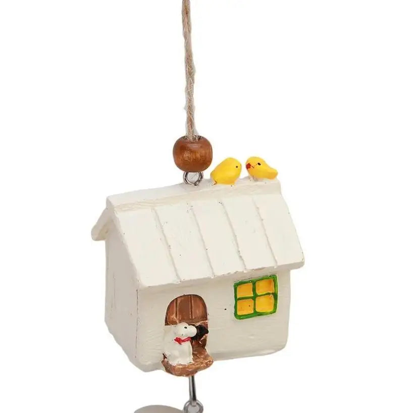 Resin Bird House Wind Chime Ornament | Pastoral Hanging Decor Wind Chime Ornament Axl