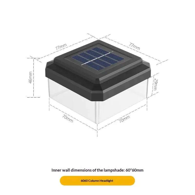 Solar LED Fence Post Cap Light IP65 Waterproof – Warm White Solar Fence Light Axl 6X6cm