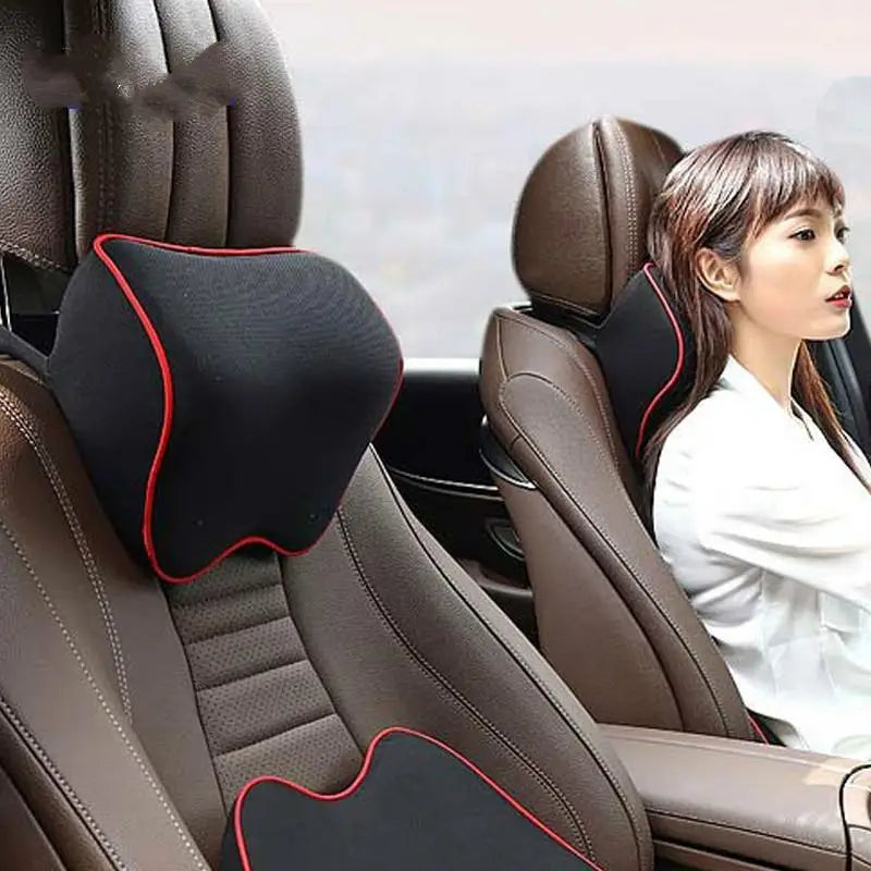 Car Headrest Neck Cushion – PU Leather Knitted Pillow Universal Car Headrest Cushion Axl