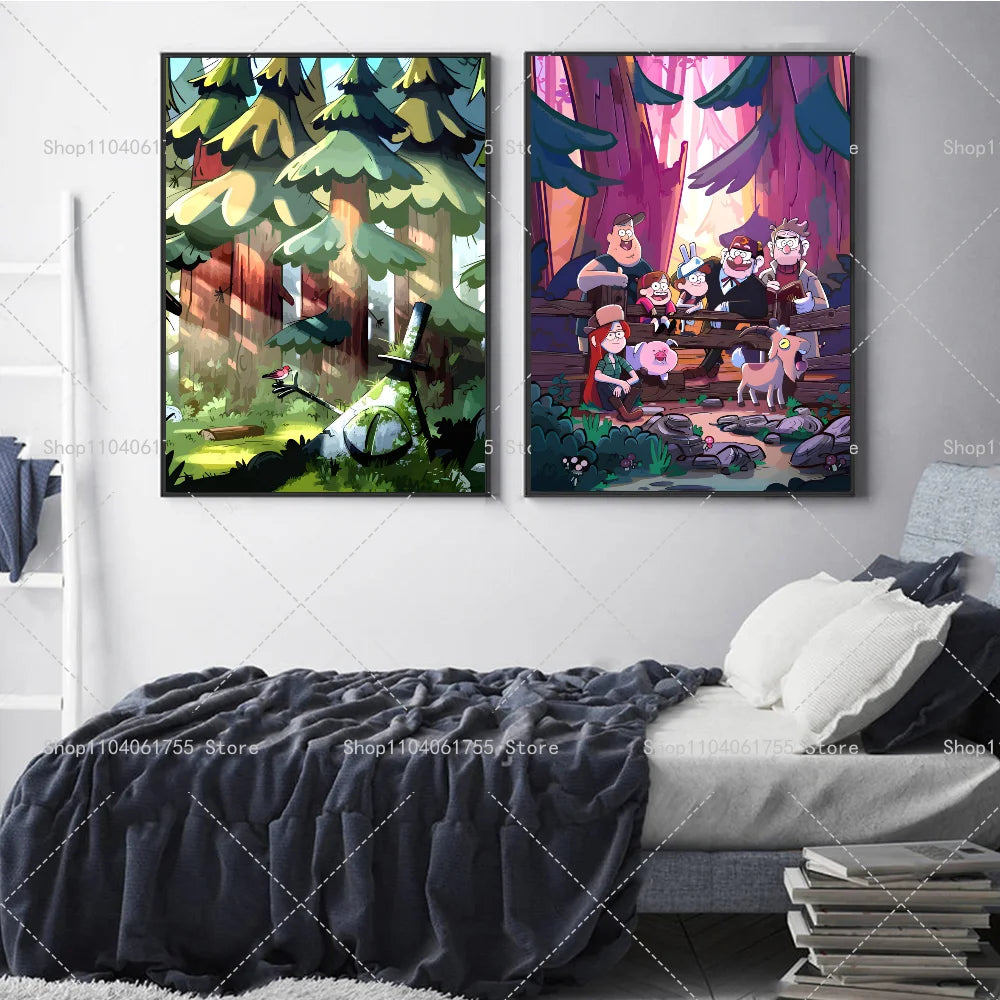 Gravity Falls Wall Poster – Self-Adhesive Waterproof Sticker Wall Art Poster Axl