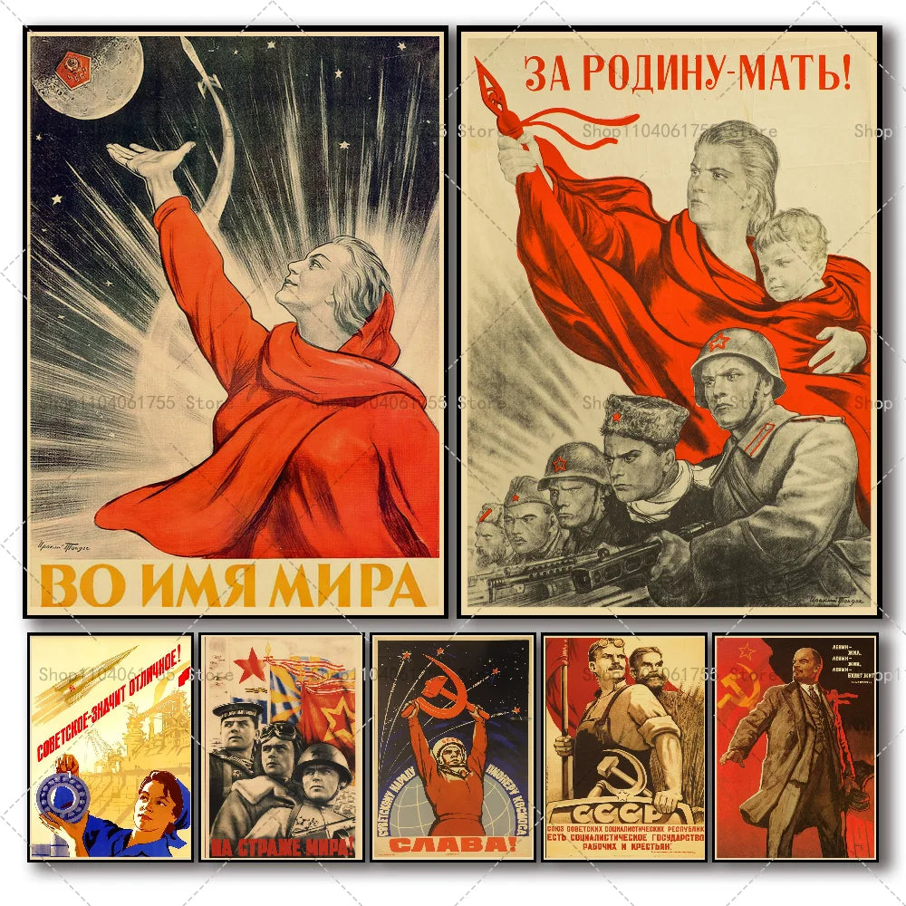 Soviet USSR CCCP Poster – Self-Adhesive Waterproof Wall Sticker Wall Art Sticker Axl