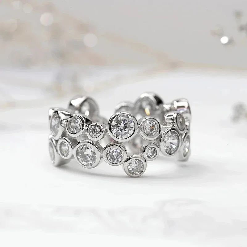 Huitan Round CZ Ring – Women's Cubic Zirconia Wedding Band CZ Wedding Ring Axl T0654 9