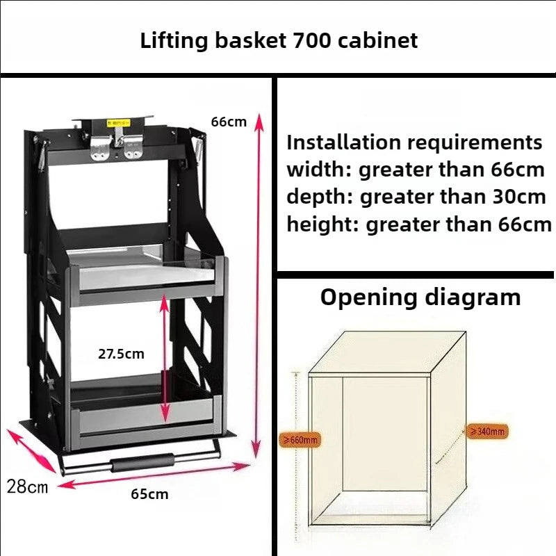 Pull-Down Cabinet Basket | Kitchen Seasoning Storage Rack Cabinet Storage Rack Axl 700 Cabinet