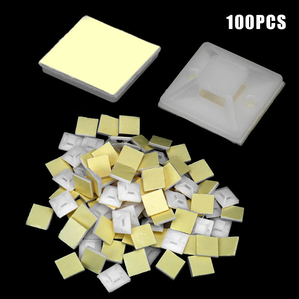 Self-Adhesive Cable Tie Mount Bases 2x2cm – 100 Pack Cable Tie Mounts Axl