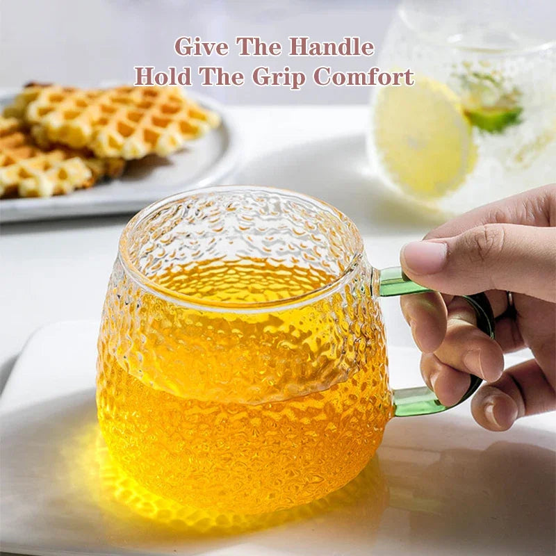 KEMORELA 400ml Hammer Pattern Glass Cup – Coffee & Tea Mug Glass Coffee Mug Axl