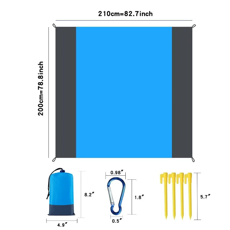 Waterproof Foldable Beach Blanket – Portable Outdoor Picnic Mat Outdoor Picnic Mat Axl Blue