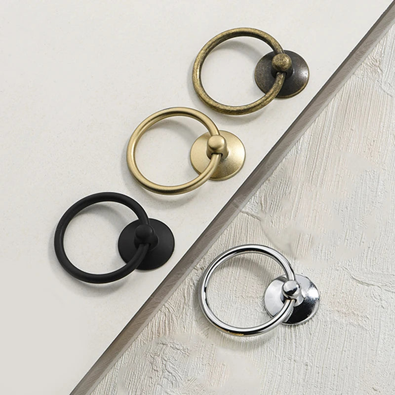Vintage Round Ring Drawer Pulls – Zinc Alloy Cabinet Knobs 2pc Cabinet Drawer Pulls Axl