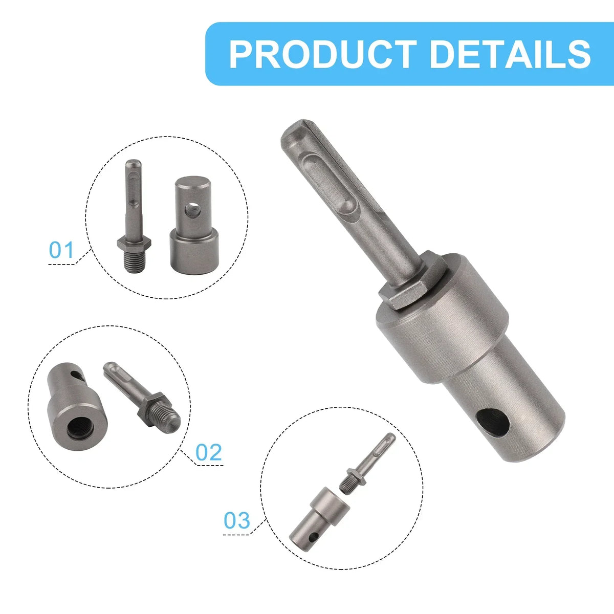 Earth Auger Adapter Tool – 4 Interface Types for Drill & Wrench Auger Drill Adapter Axl