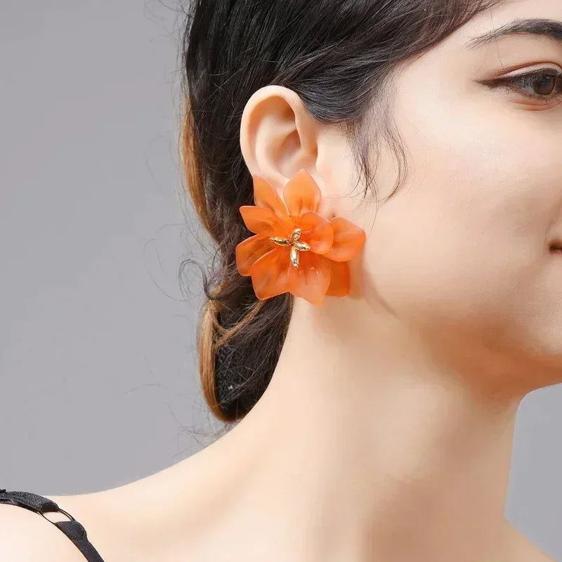Acrylic Flower Drop Earrings – Bold Statement Fashion Jewelry Drop Earrings Axl