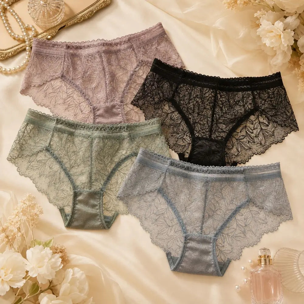 Women's Lace Mesh Briefs – Seamless Low-Rise Underwear Women's Briefs Axl