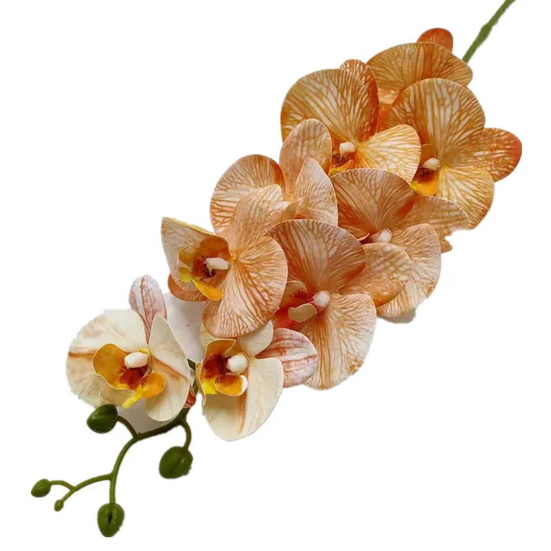 Real Touch Artificial Orchid – 9 Heads Phalaenopsis Stem 91cm Artificial Flower Stem Axl light orange