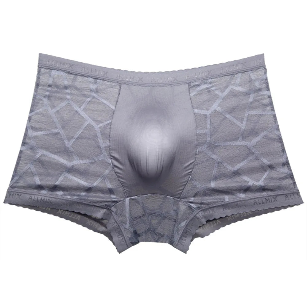 Men's Ice Silk Boxer Briefs – Mesh Quick-Dry Underwear Men's Boxer Briefs Axl Grey-XL