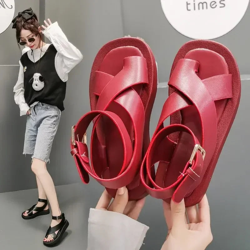 Women's Cross Strap Beach Sandals – Fairy Style Thick Sole Women's Sandals Axl