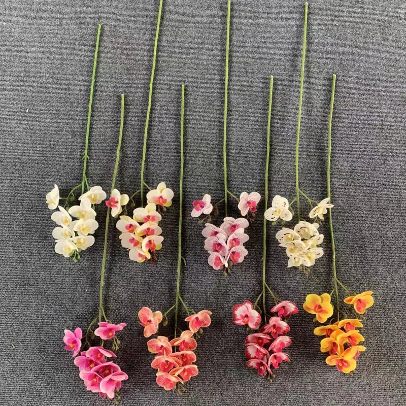 10-Pack Artificial Mini Orchid Stems – 8-Head Latex Phalaenopsis Artificial Flower Stems Axl