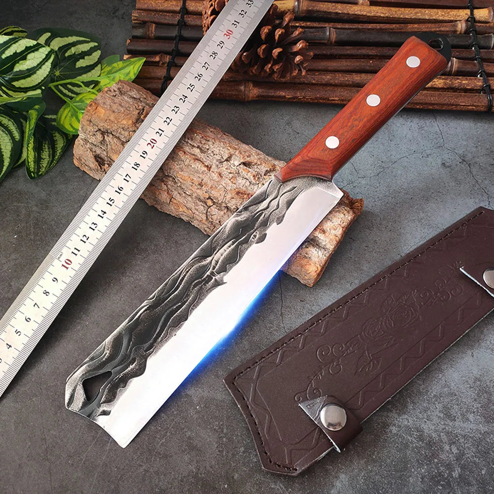 InLeung Hand Forged Chef Cleaver Knife – Wood Handle, Steel Chef Cleaver Knife Axl