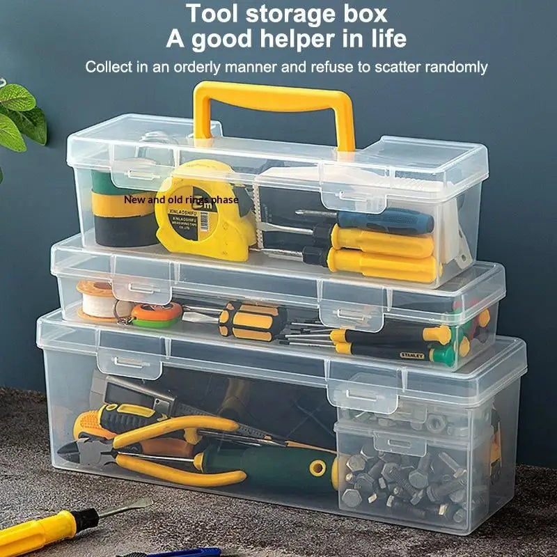 Transparent Portable Toolbox – Large Capacity Hardware Organizer Tool Storage Box Axl