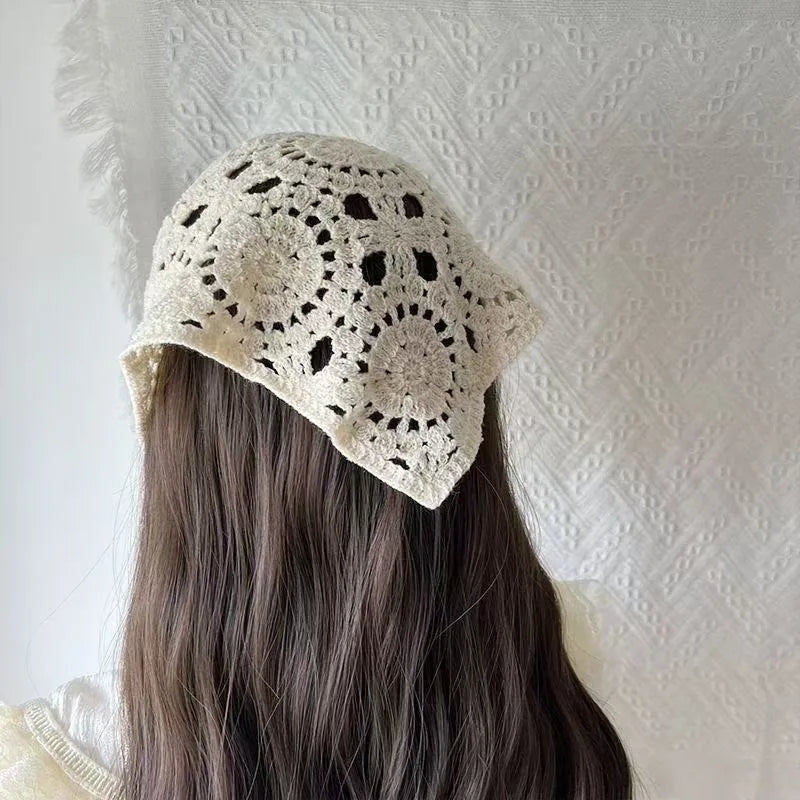 Floral Crochet Lace Women's Bandana – Triangle Headscarf Hair Bandana Headscarf Axl