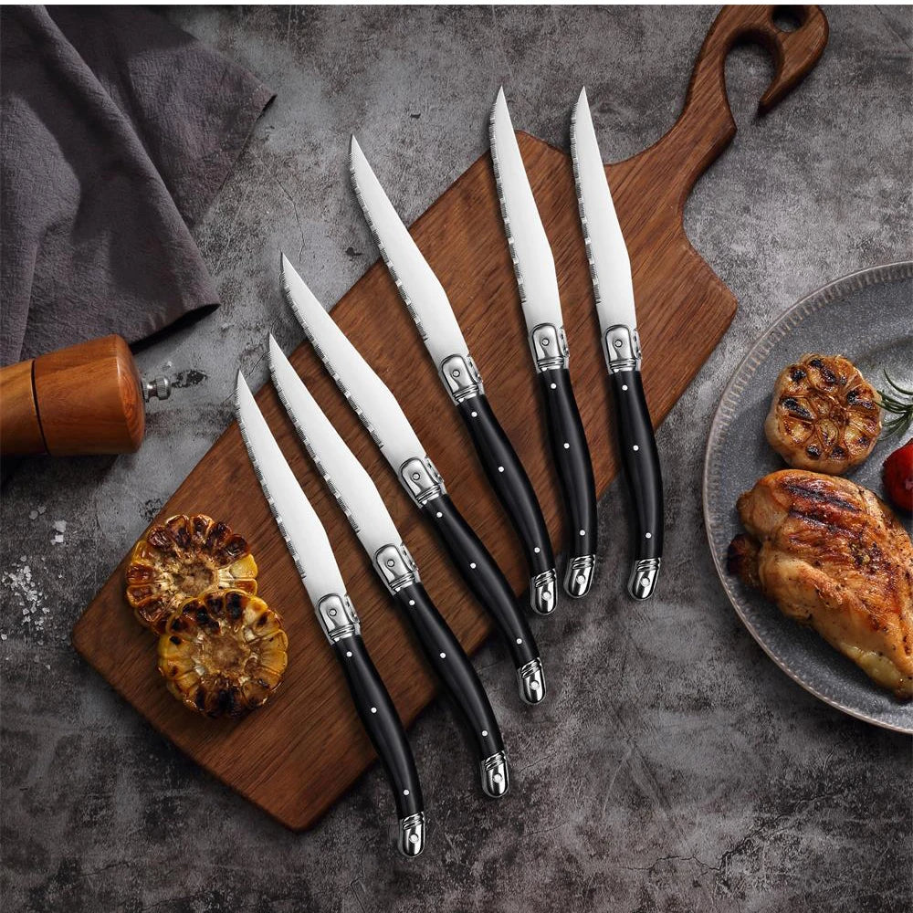 Serrated Steak Knives Set 1–8 Pc | Sharp 3CR13 Steel Cutlery Steak Knife Set Axl