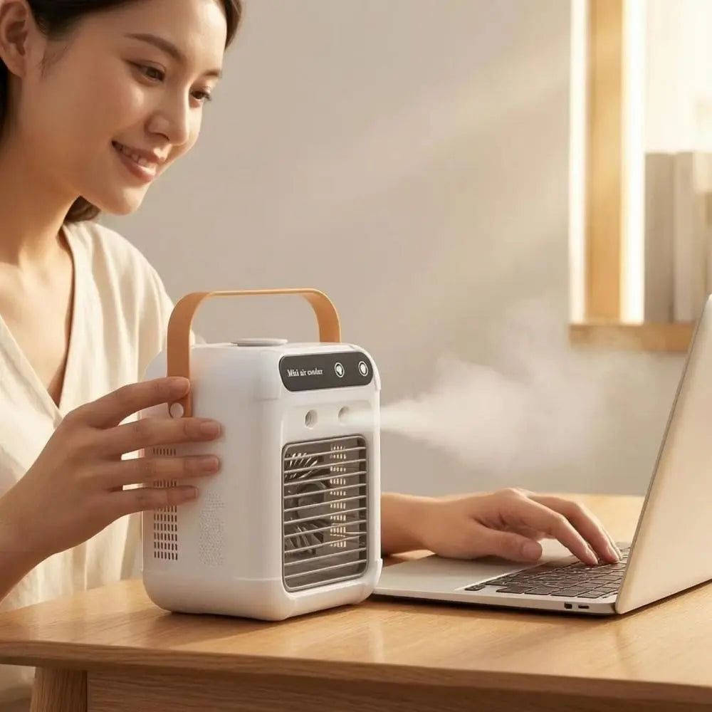 Desktop Bladeless Spray Fan – USB Rechargeable Humidifying Cooler Desktop Spray Fan Axl