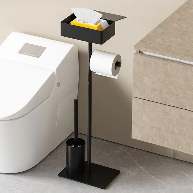 Stainless Steel Floor Bathroom Organizer & Toilet Paper Holder Bathroom Storage Rack Axl