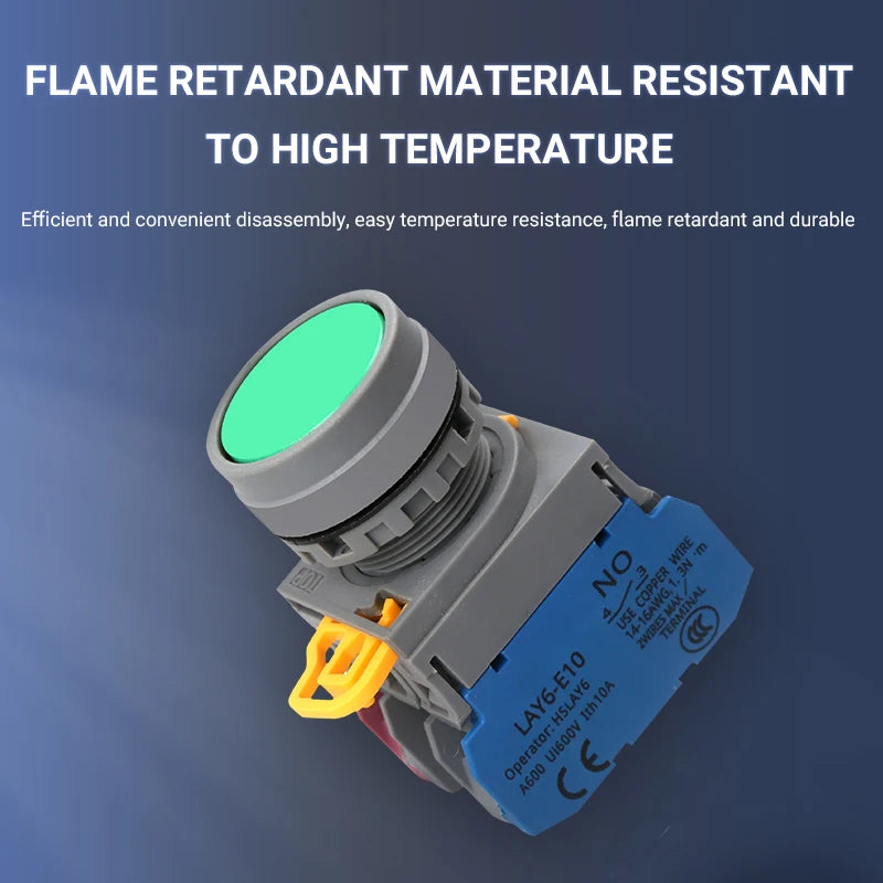 LAY6 22mm Push Button Switch – Momentary Self-Locking 1NO1NC Push Button Switch Axl