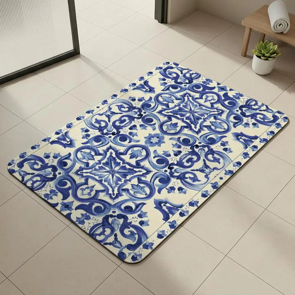Moroccan Tile Diatomite Bath Mat – Quick Dry & Non-Slip Diatomite Bath Mat Axl White1 30x45cm