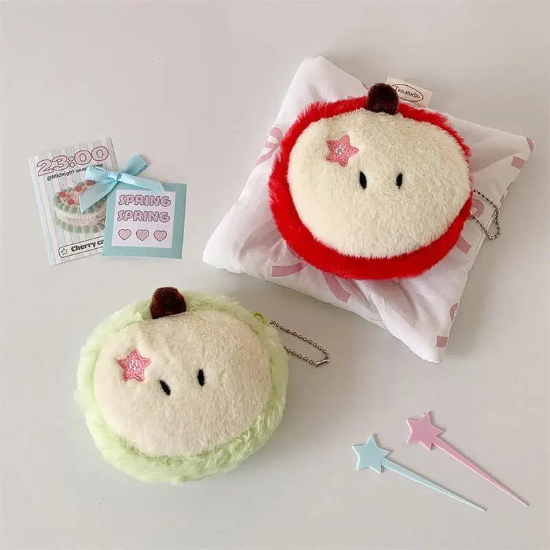 Cartoon Apple Plush Coin Purse – Cute Keychain Bag Charm Plush Coin Purse Axl