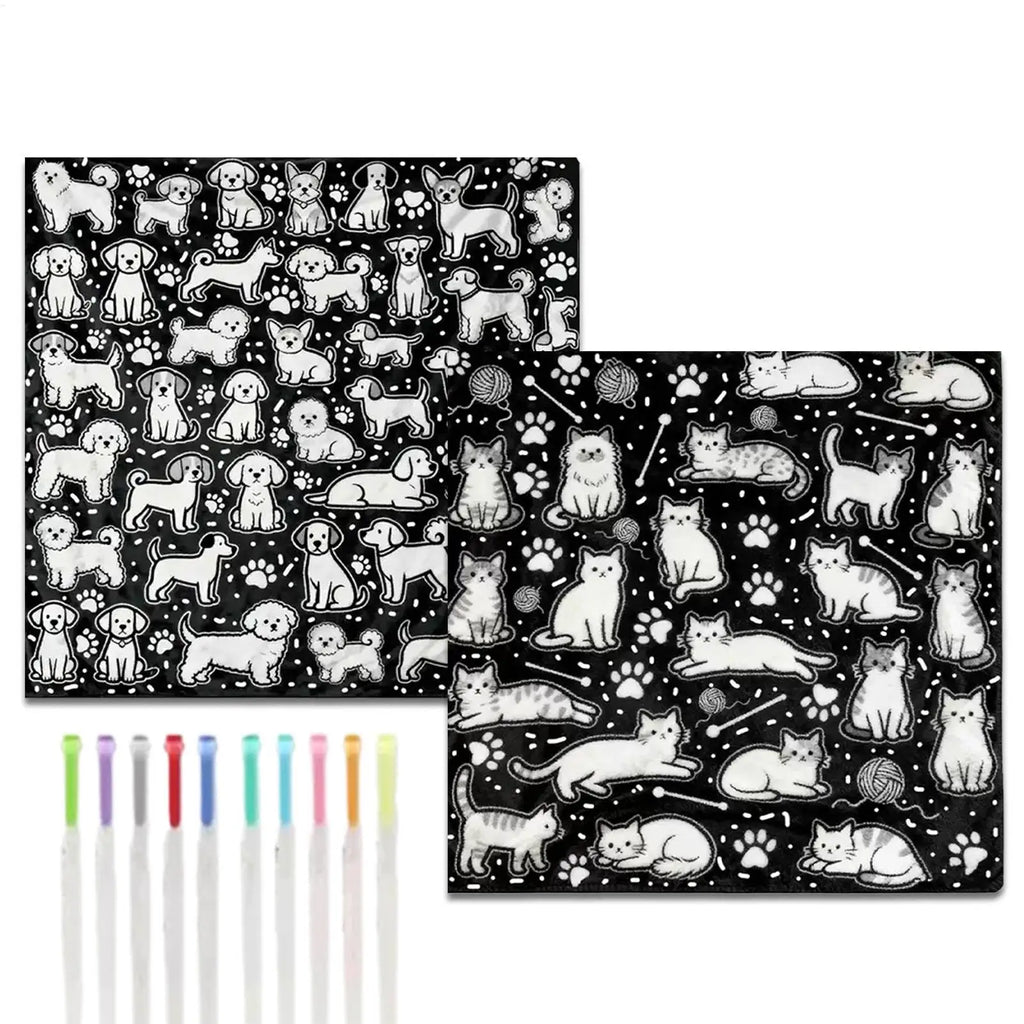 DIY Coloring Blanket with 24 Markers – Cartoon Art Throw DIY Coloring Blanket Axl