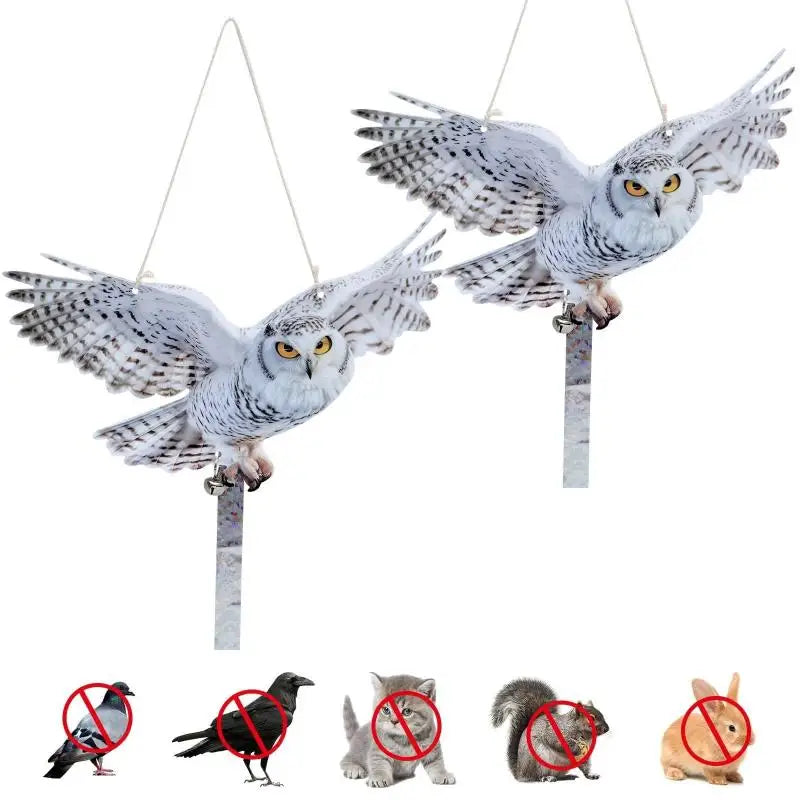 Waterproof Owl Bird Scarer with Reflective Strip & Bells Bird Scarer Decoy Axl