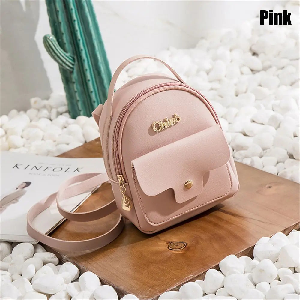 Women's Mini PU Leather Backpack – Casual Small Bookbag Mini Leather Backpack Axl pink