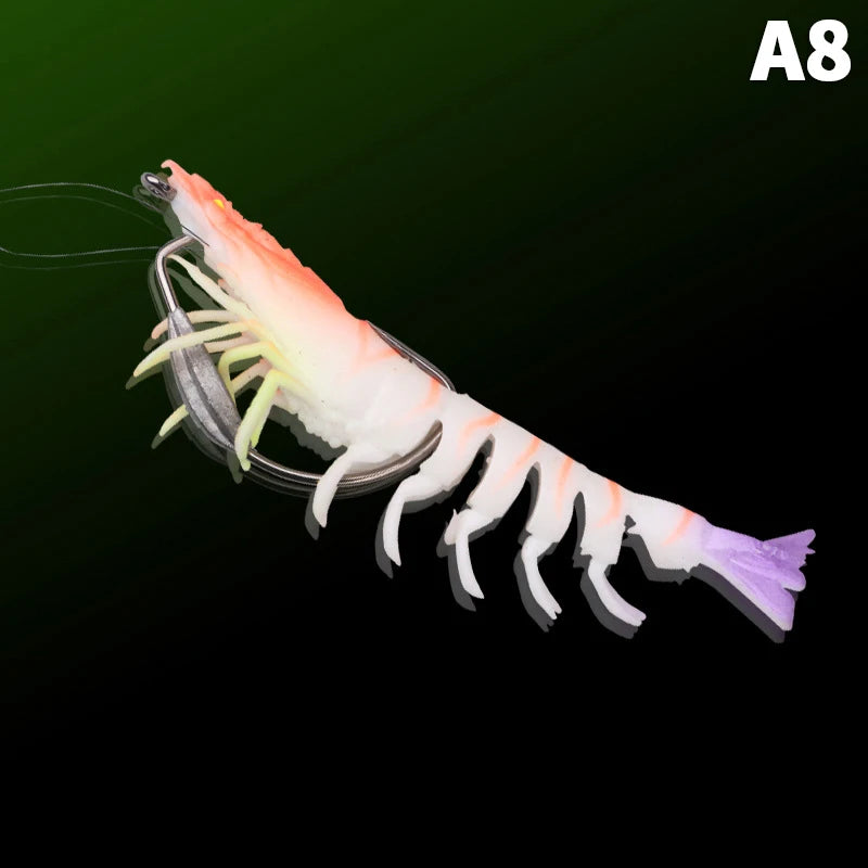 95mm TPE Squid Jig Slow Sinking Wood Shrimp Fishing Lure Squid Jig Lure Axl A8