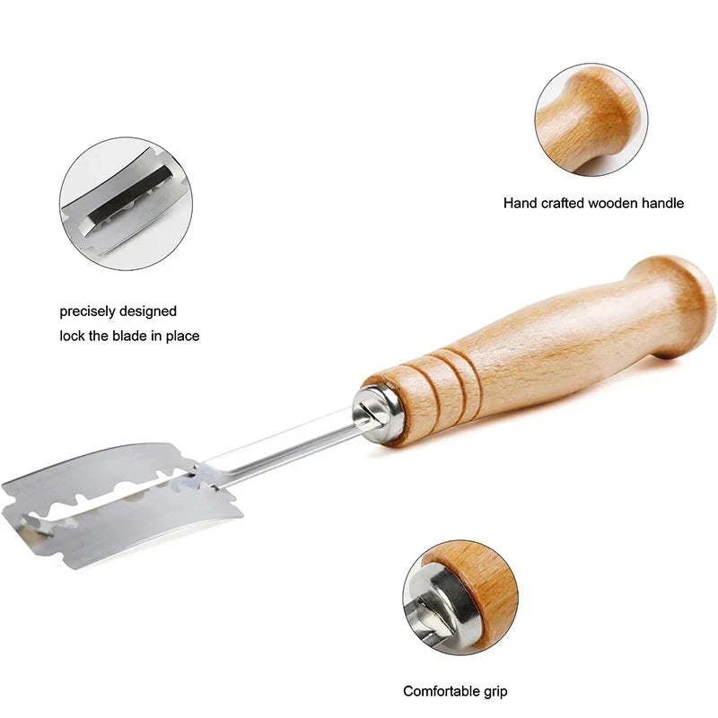 Bread Lame Wooden Handle & 5 Blades – Dough Scorer Tool Bread Lame Axl