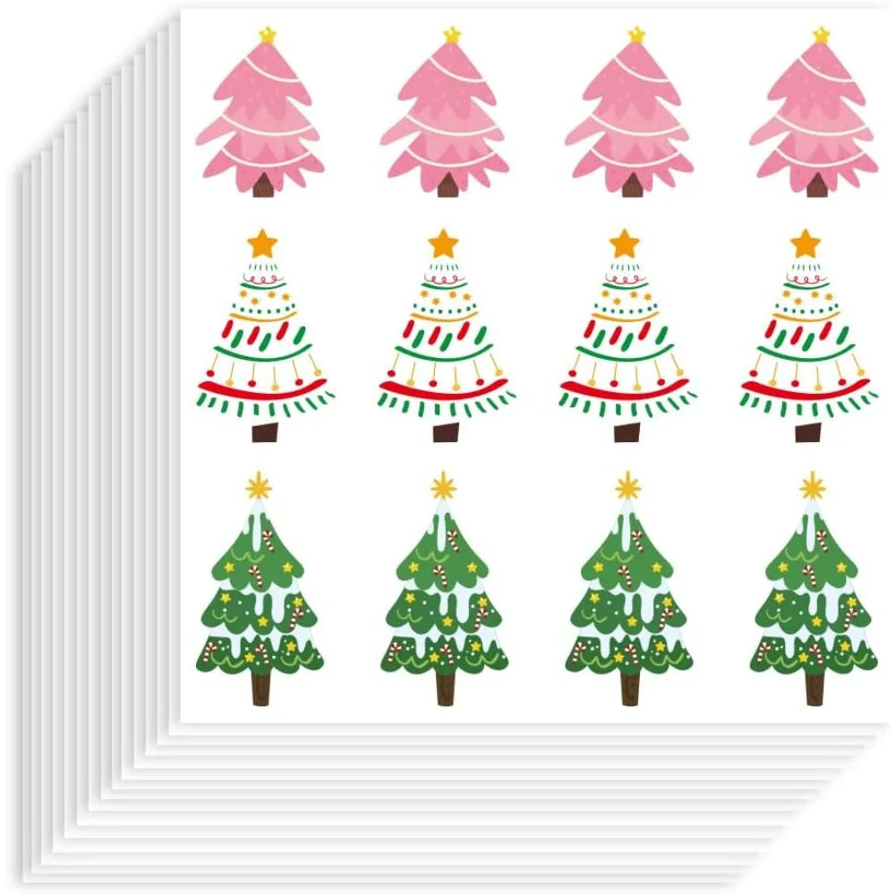 Boho Christmas Tree Stickers – 240 Self-Adhesive Holiday Labels Decorative Stickers Axl