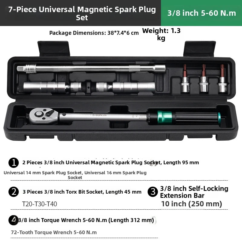 72-Tooth Ratcheting Torque Wrench Set 5–60 N·m + Socket Kit Torque Wrench Set Axl 7 kit China Mainland