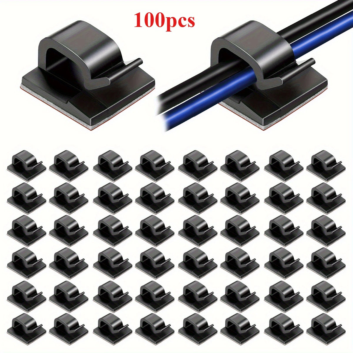 Self-Adhesive Cable Clips 50/100 Pc | Cable Management Cable Management Clips Axl Black