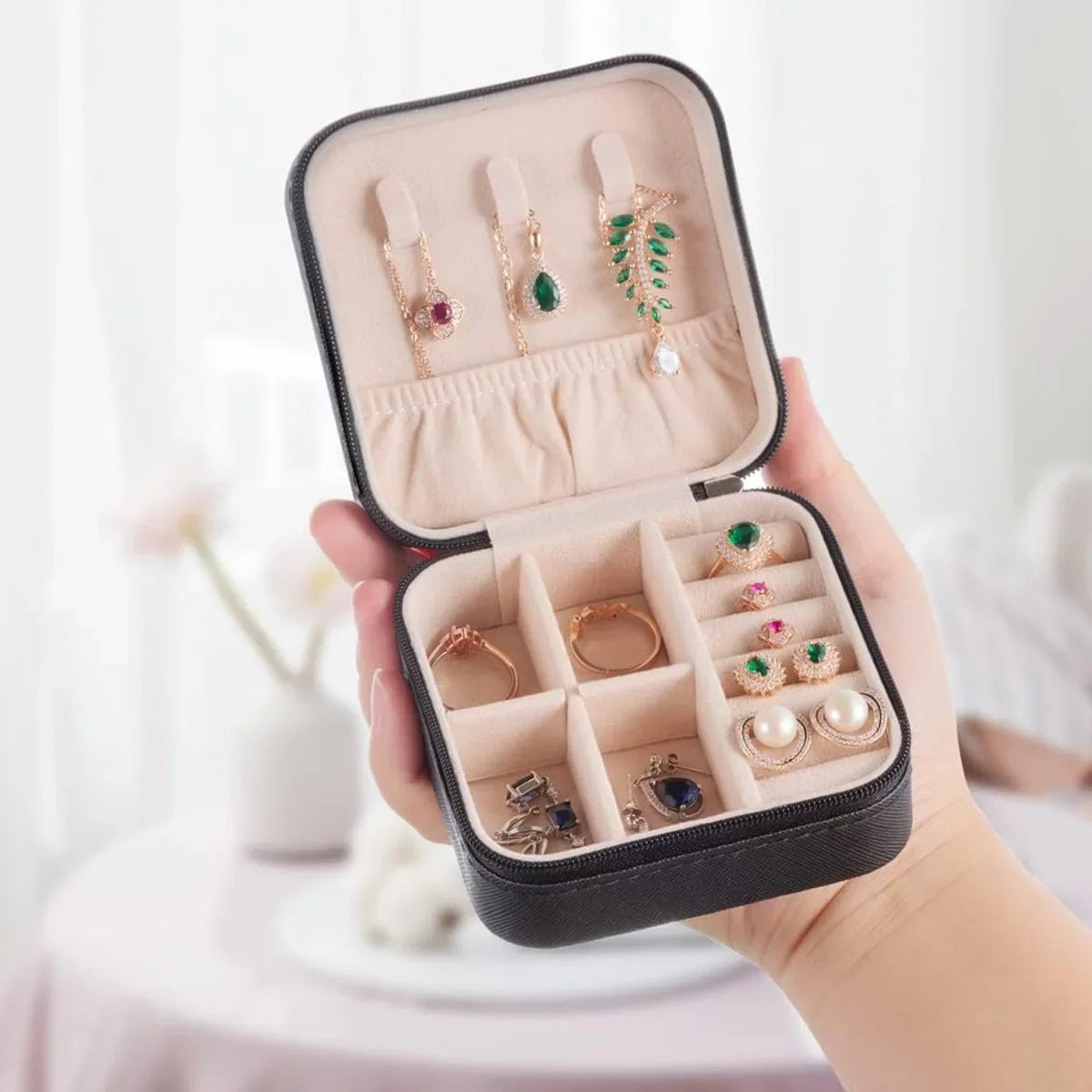 Portable Mini Jewelry Box – Travel Organizer for Rings & Earrings Jewelry Storage Box Axl