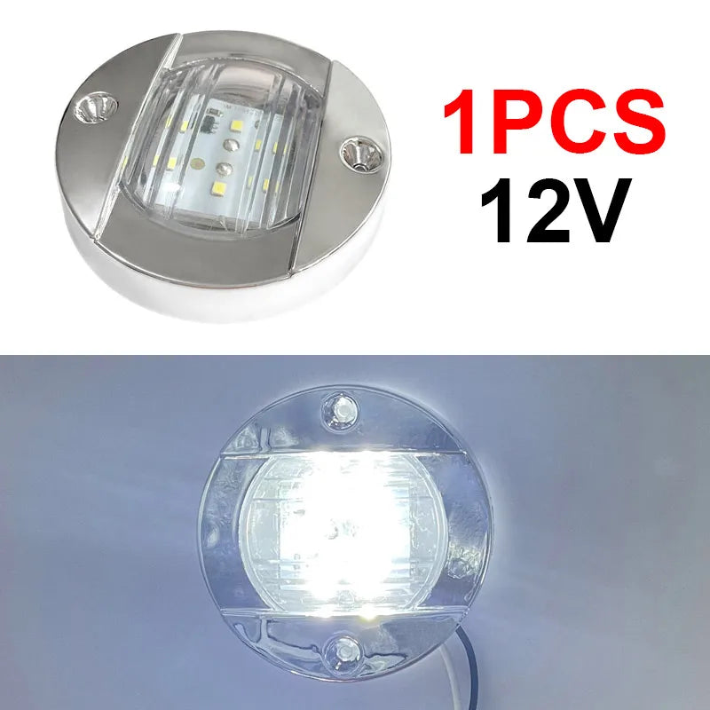 DC 12V/24V Marine LED Stern Light – Round IP67 Boat Tail Lamp Marine LED Light Axl 12V White 1Pcs
