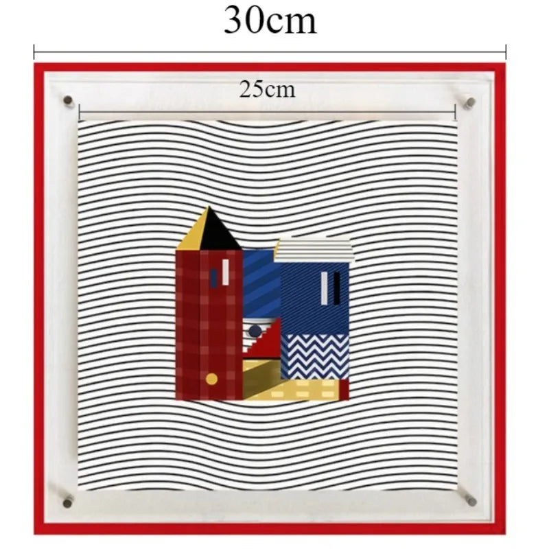Geometric Framed Acrylic Wall Art – Modern Landscape Painting Framed Wall Art Axl