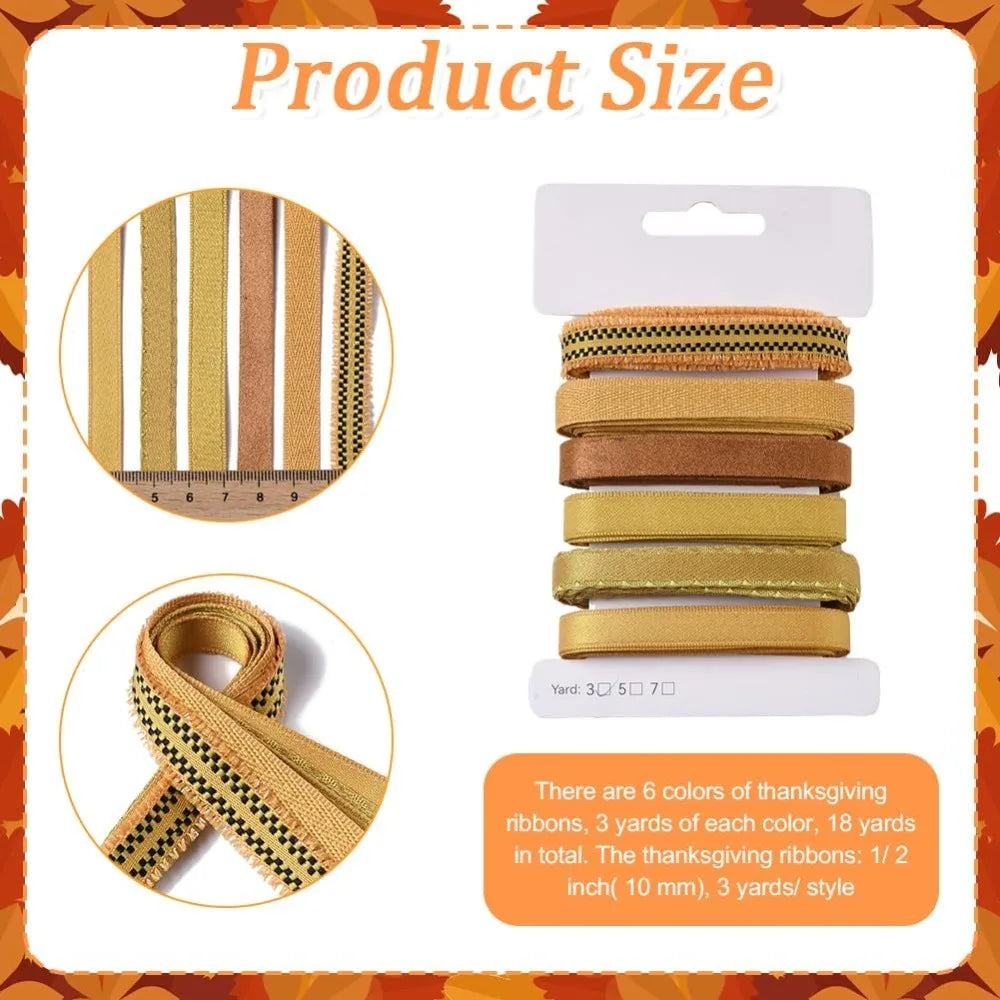 Polyester Ribbon Set 6 Styles – Orange Gift Wrapping & Bowknot Craft Ribbon Set Axl