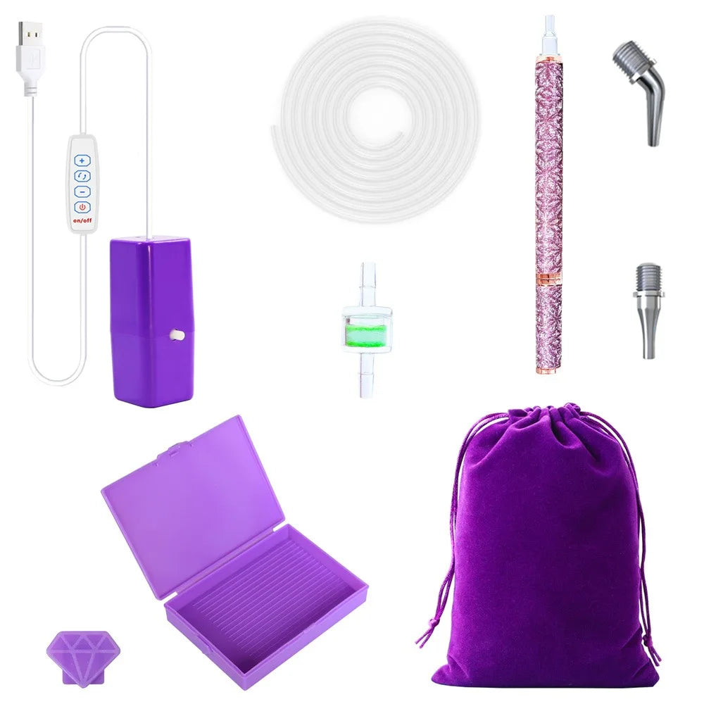 Electric Vacuum Diamond Painting Pen Kit – USB Suction Tool Diamond Painting Tool Axl Purple-E