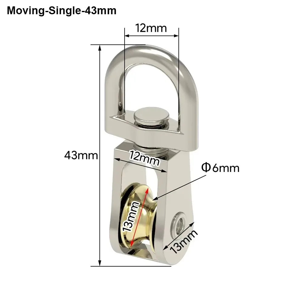 Zinc Alloy Moving Pulley Single & Double Sheave 43/58/86mm Metal Sheave Pulley Axl 43mm Single
