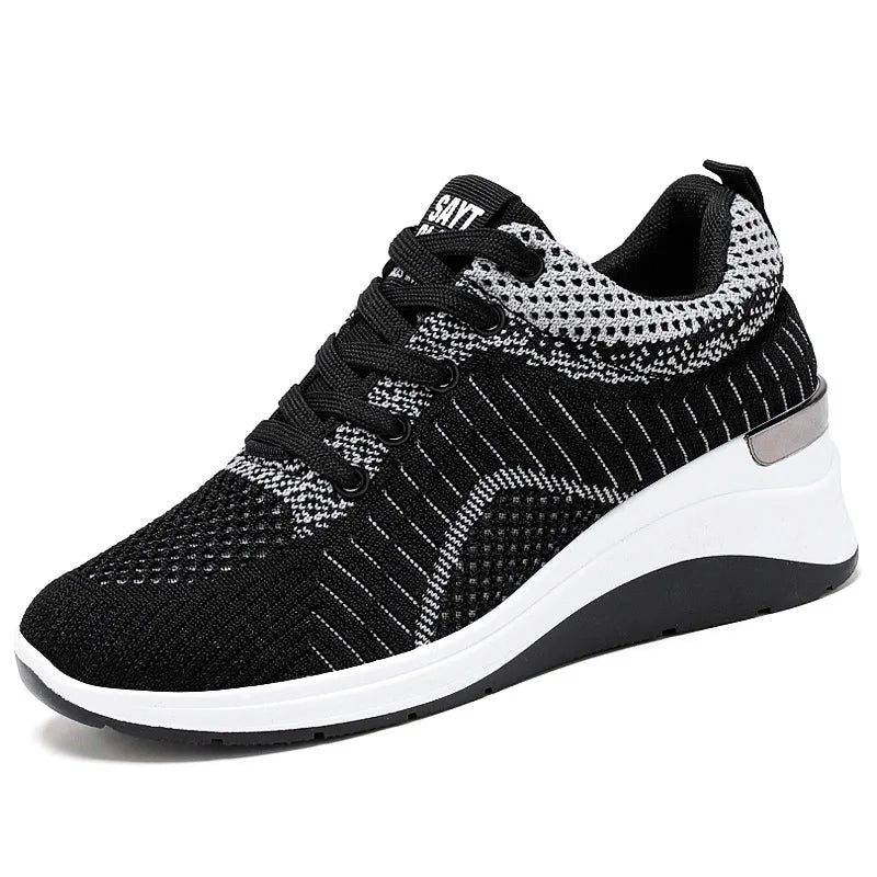 Women's Platform Sneakers Lace-Up Flat Vulcanized Shoes Plus Size Women's Sneakers Axl black 41