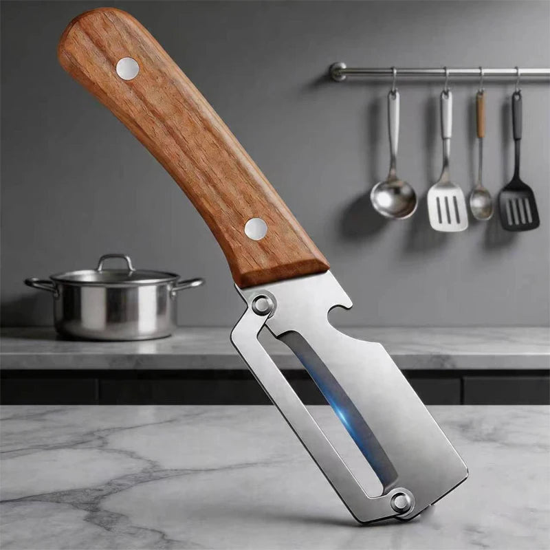Stainless Steel Vegetable Peeler with Bottle Opener & Wood Handle Vegetable Peeler Axl K1